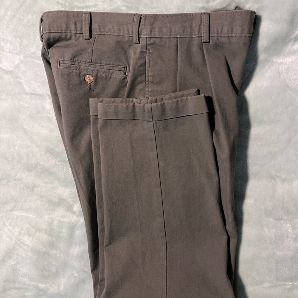 EUC Y2K Men's BAXTER Pleated Cuffed Hem Casual Pants forest green W32/L30